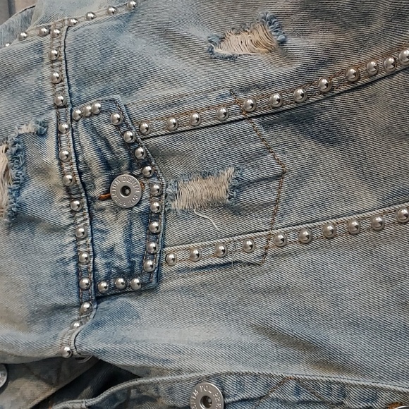 POL Oversized Studded Denim Jean Jacket Sz-L - Picture 7 of 10